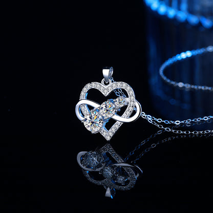 S925 Sterling Silver Plated Pt950 Gold 1.6 Carat Moissanite Infinity Symbol Love Pendant Necklace