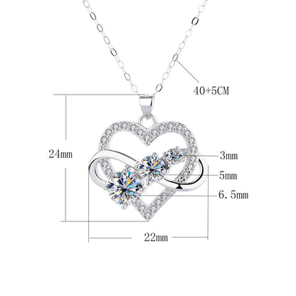 S925 Sterling Silver Plated Pt950 Gold 1.6 Carat Moissanite Infinity Symbol Love Pendant Necklace
