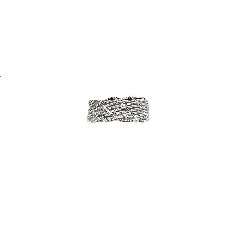 S925 Sterling Silver Retro Braided Adjustable Ring