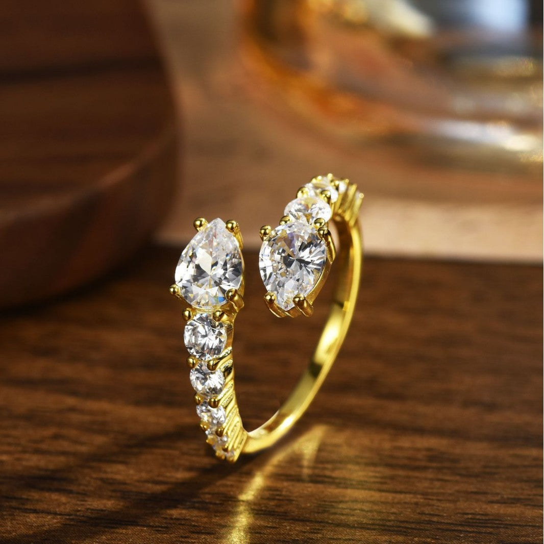 S925 Sterling Silver Snake Ring Zircon Open Ring for Women