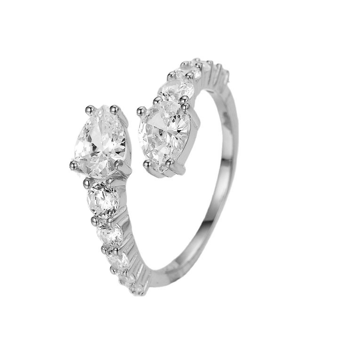 S925 Sterling Silver Snake Ring Zircon Open Ring for Women