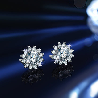 S925 Sterling Silver Sunflower Moissanite Three-Piece Jewelry Set