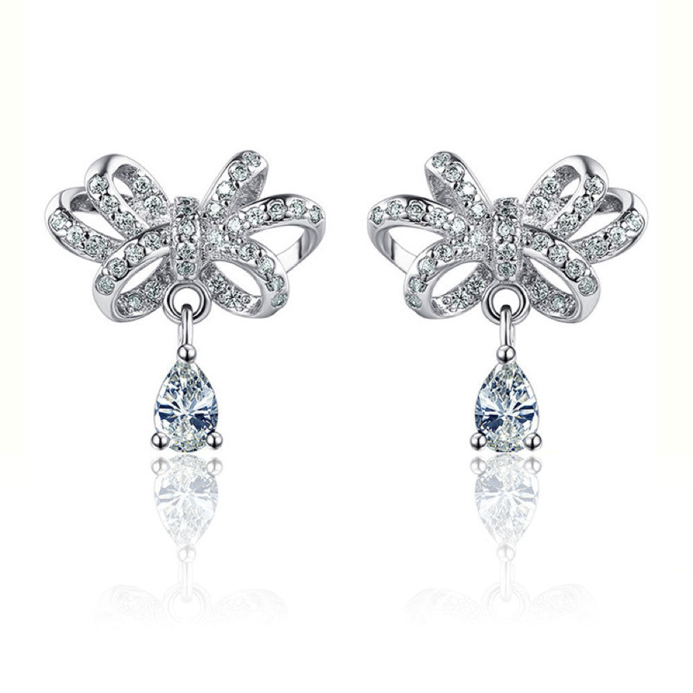 S925 Sterling Silver Zircon Heart Earrings