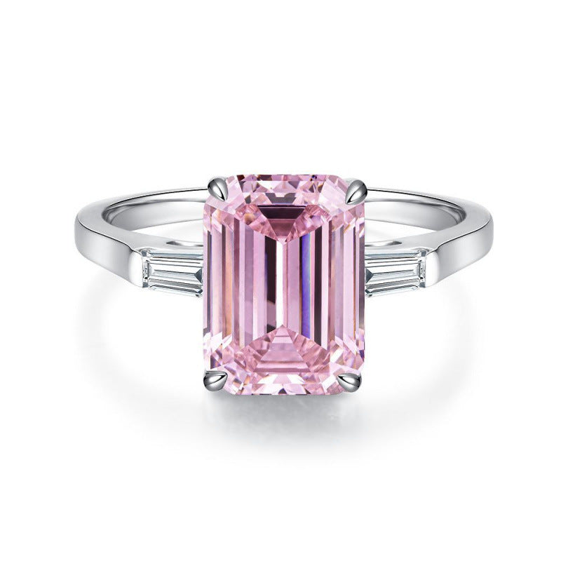 S925 Sterling Silver Zircon Ring Women Geometric Design
