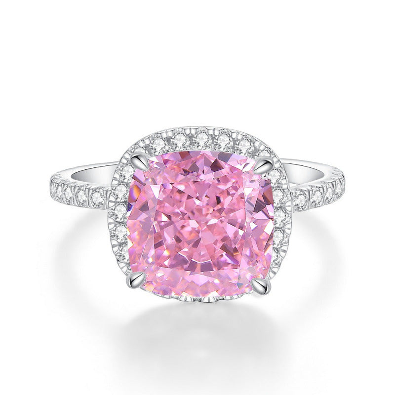 S925 Sterling Silver Zircon Ring Women Geometric Design
