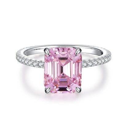 S925 Sterling Silver Zircon Ring Women Geometric Design