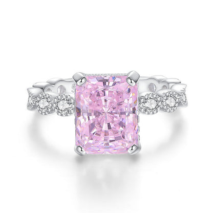 S925 Sterling Silver Zircon Ring Women Geometric Design