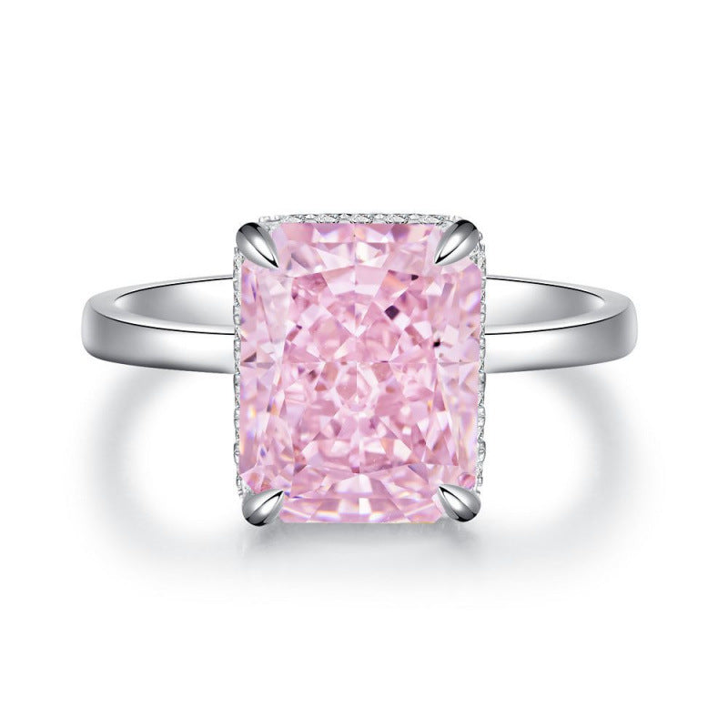 S925 Sterling Silver Zircon Ring Women Geometric Design