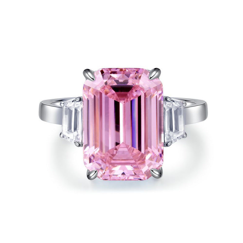 S925 Sterling Silver Zircon Ring Women Geometric Design
