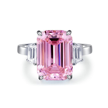 S925 Sterling Silver Zircon Ring Women Geometric Design