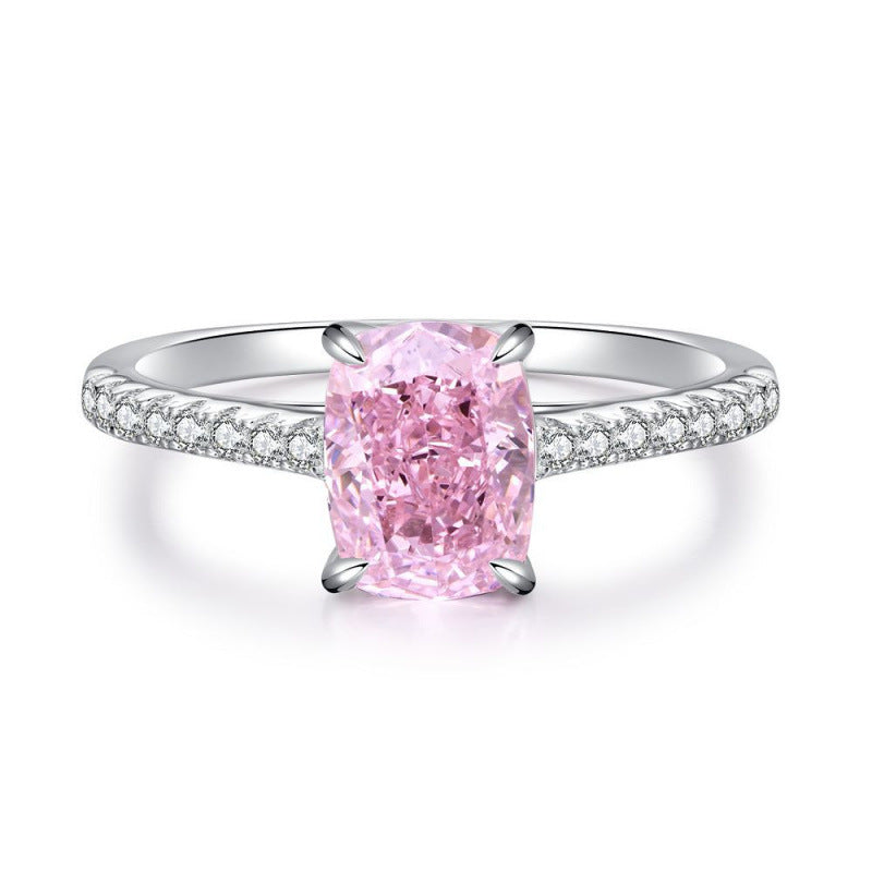 S925 Sterling Silver Zircon Ring Women Geometric Design