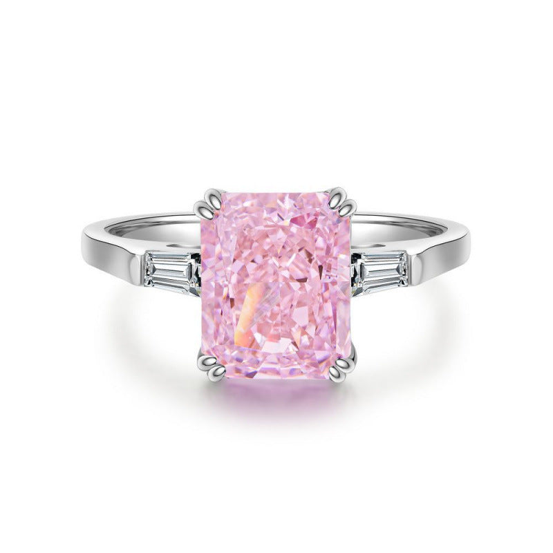 S925 Sterling Silver Zircon Ring Women Geometric Design
