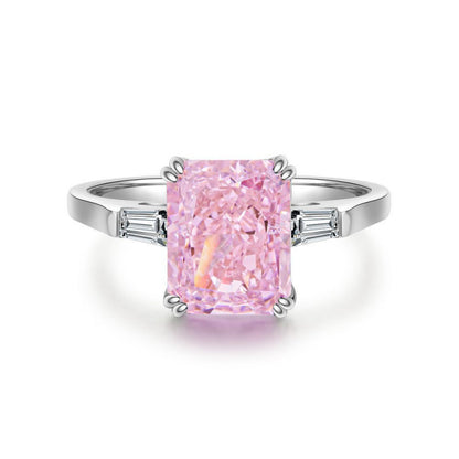 S925 Sterling Silver Zircon Ring Women Geometric Design