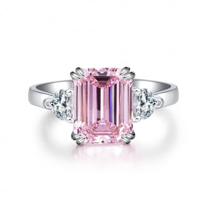 S925 Sterling Silver Zircon Ring Women Geometric Design