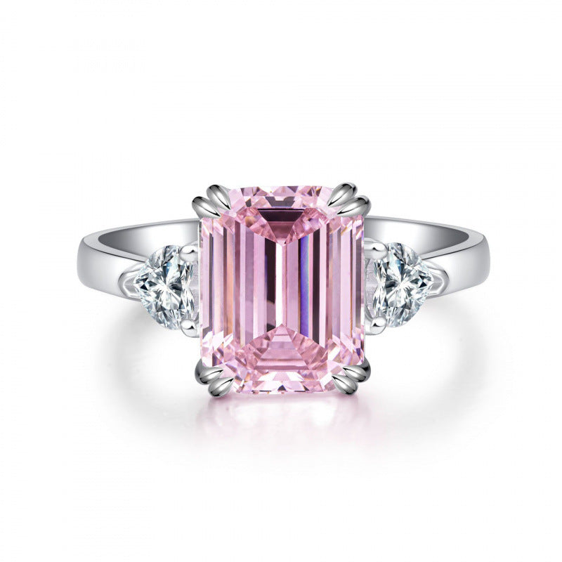 S925 Sterling Silver Zircon Ring Women Geometric Design
