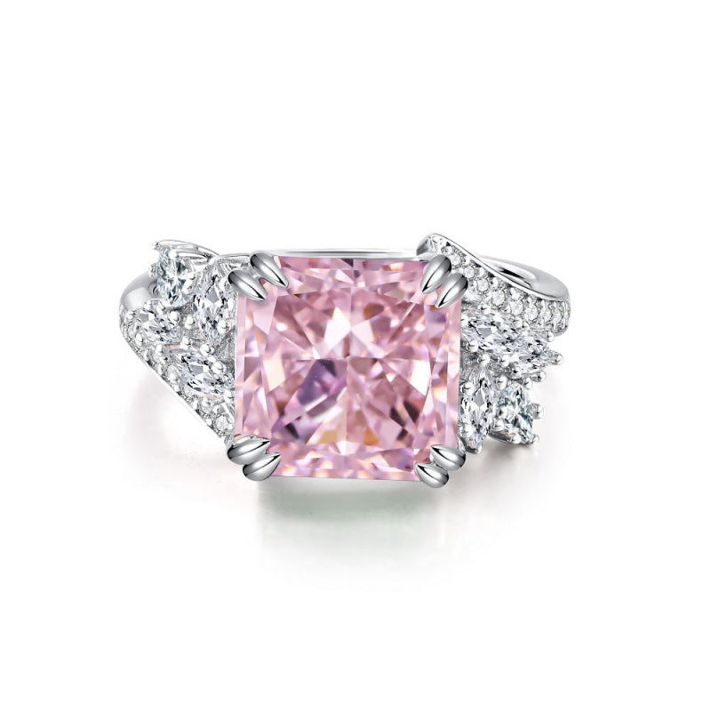 S925 Sterling Silver Zircon Ring Women Geometric Design