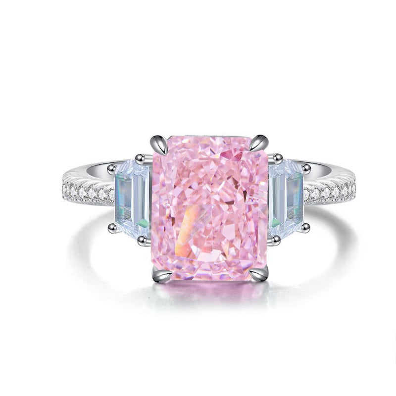 S925 Sterling Silver Zircon Ring Women Geometric Floral Design