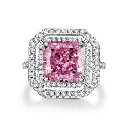 S925 Sterling Silver Zircon Ring Women Geometric Floral Design