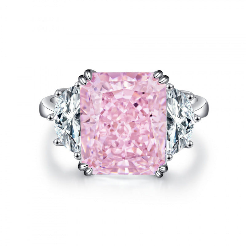 S925 Sterling Silver Zircon Ring Women Geometric Floral Design