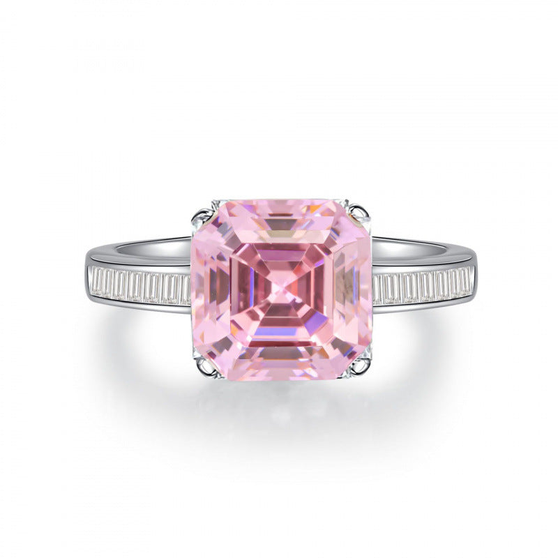 S925 Sterling Silver Zircon Ring Women Geometric Floral Design