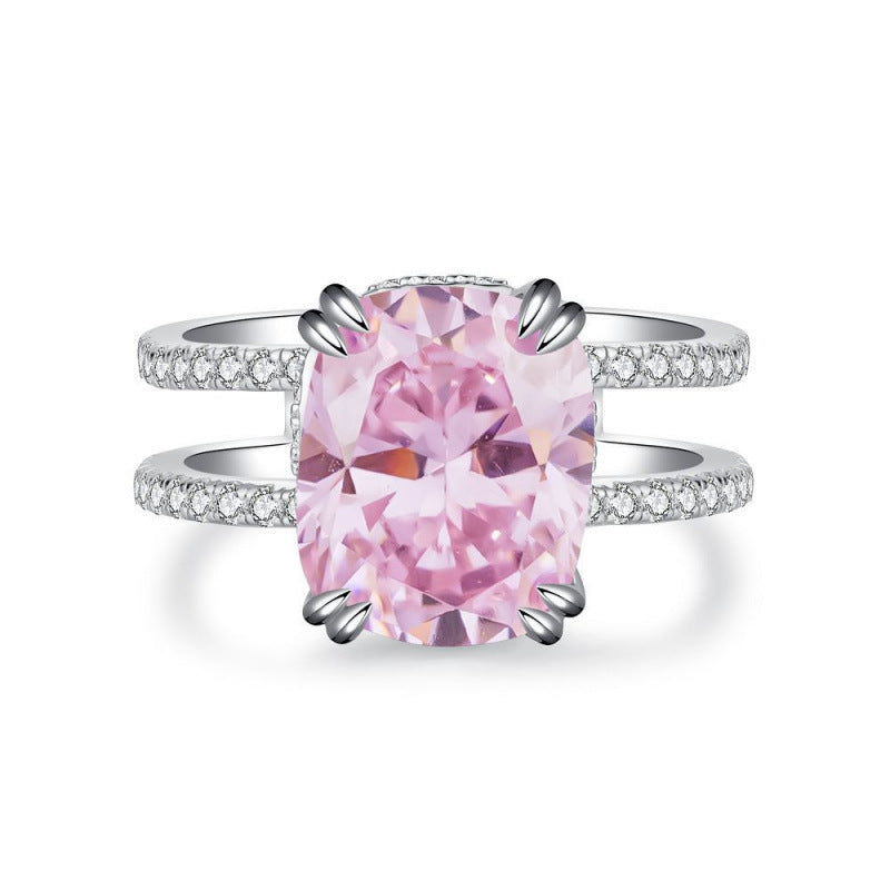 S925 Sterling Silver Zircon Ring Women Geometric Floral Design