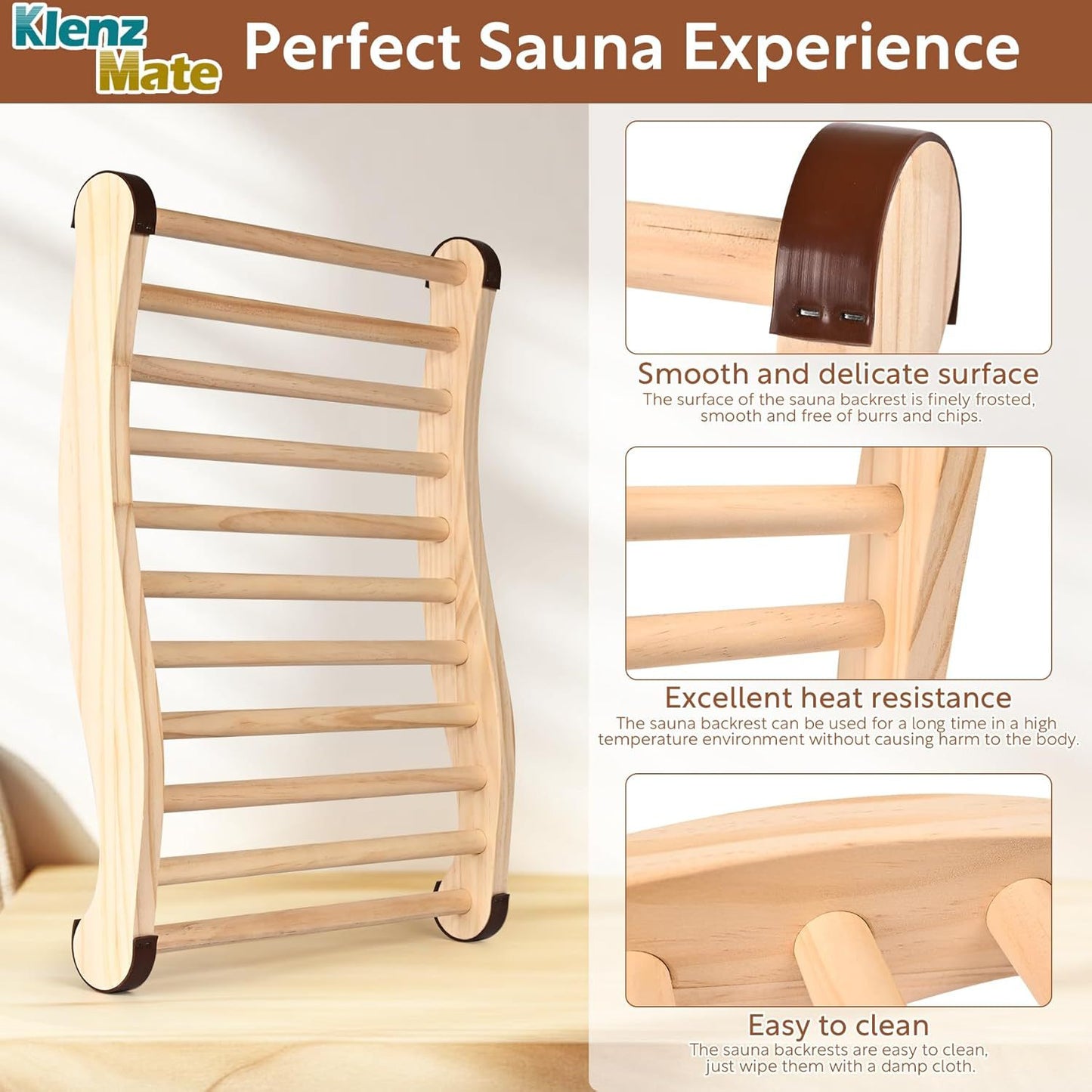 S-shaped sauna backrest