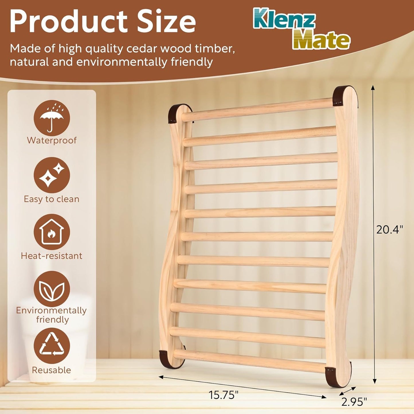 S-shaped sauna backrest