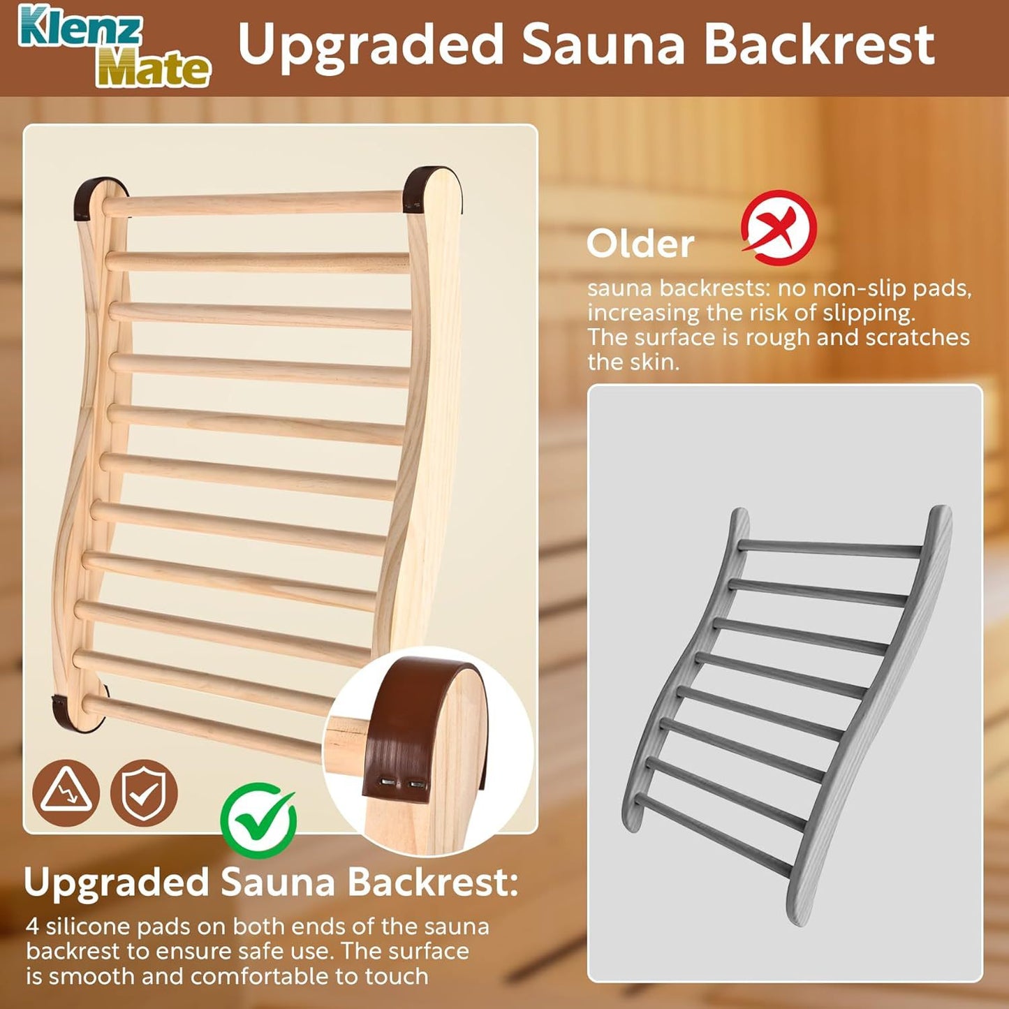 S-shaped sauna backrest