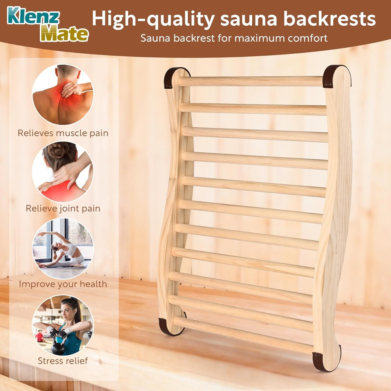 S-shaped sauna backrest