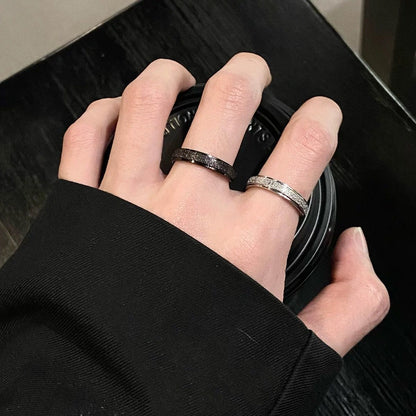 Sandblasted Star Pattern Stainless Steel Ring