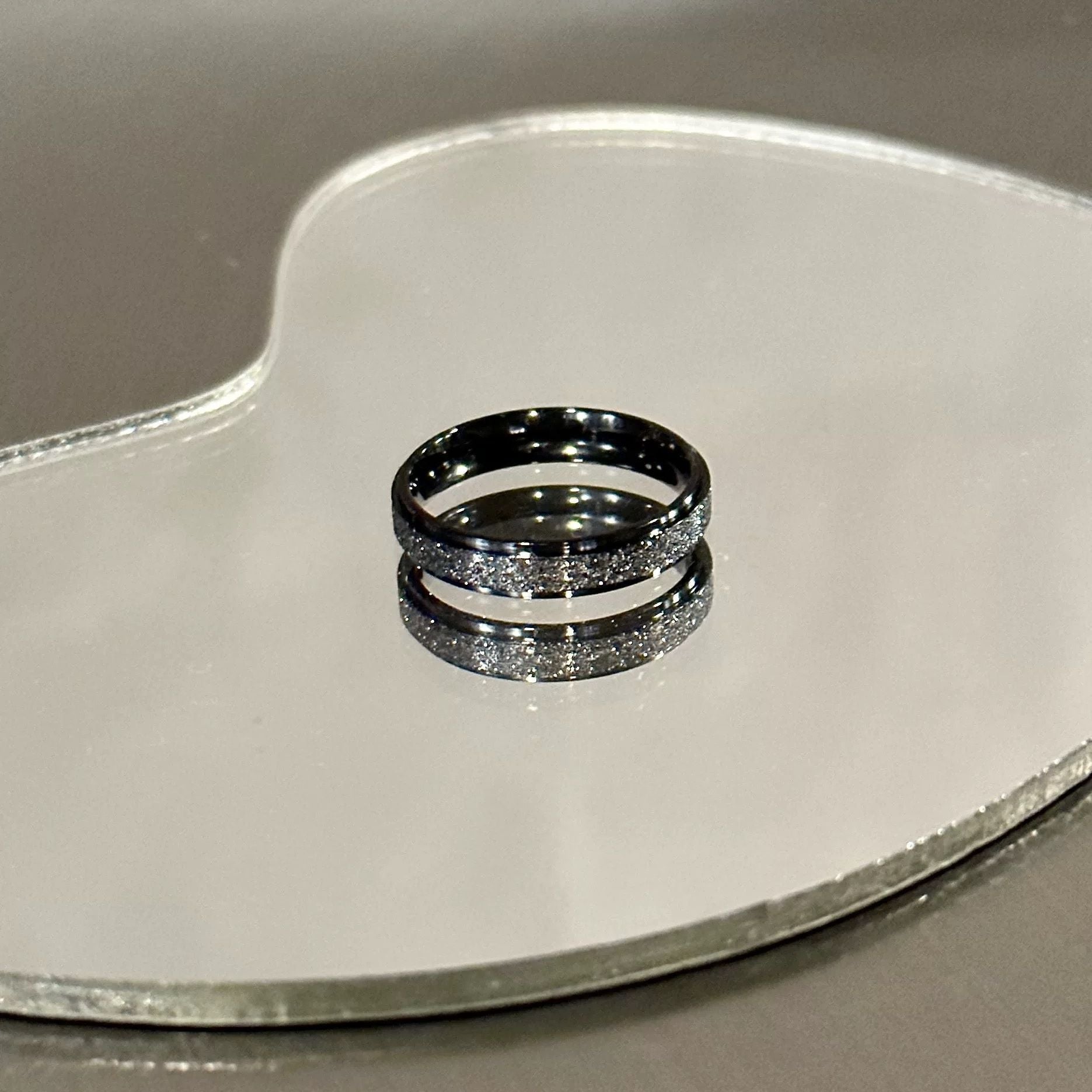 Sandblasted Star Pattern Stainless Steel Ring