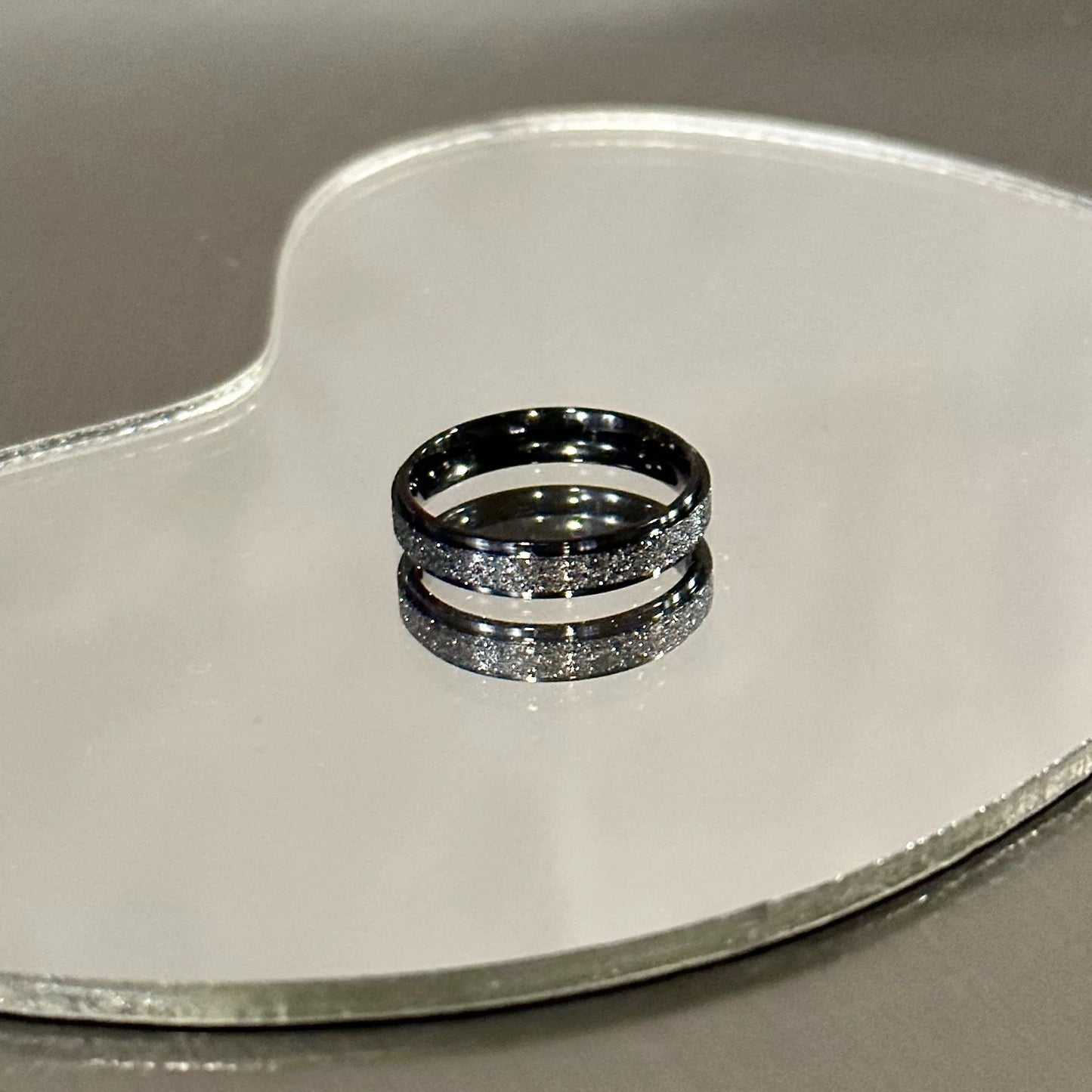 Sandblasted Star Pattern Stainless Steel Ring