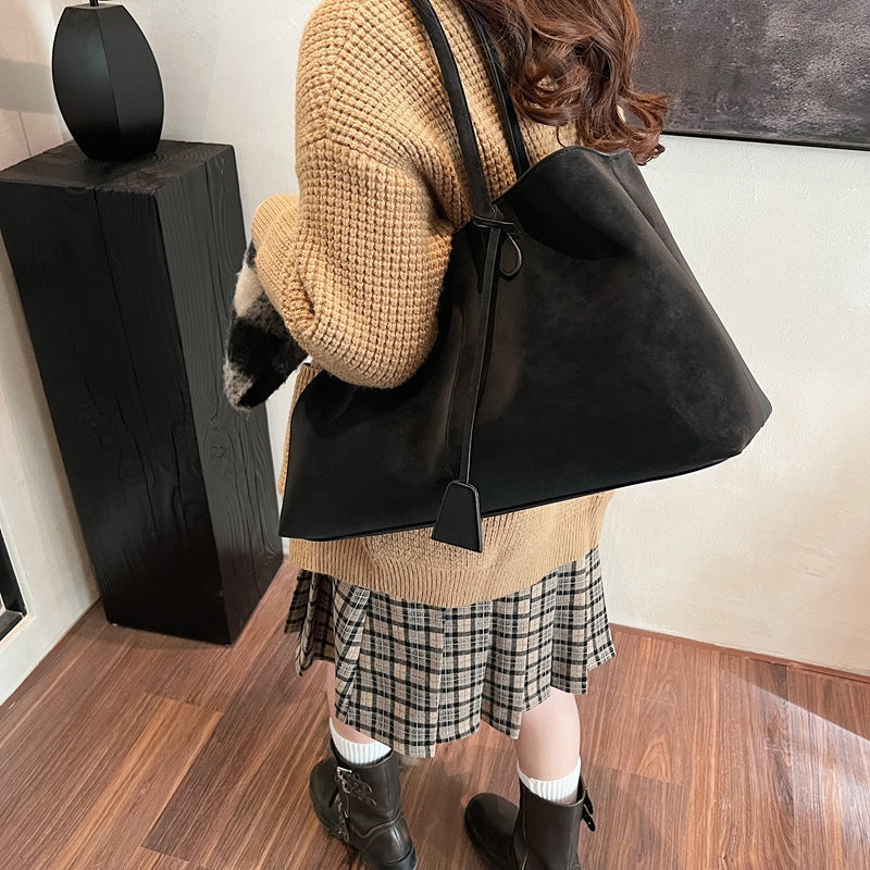 Sandblasted texture tote bag