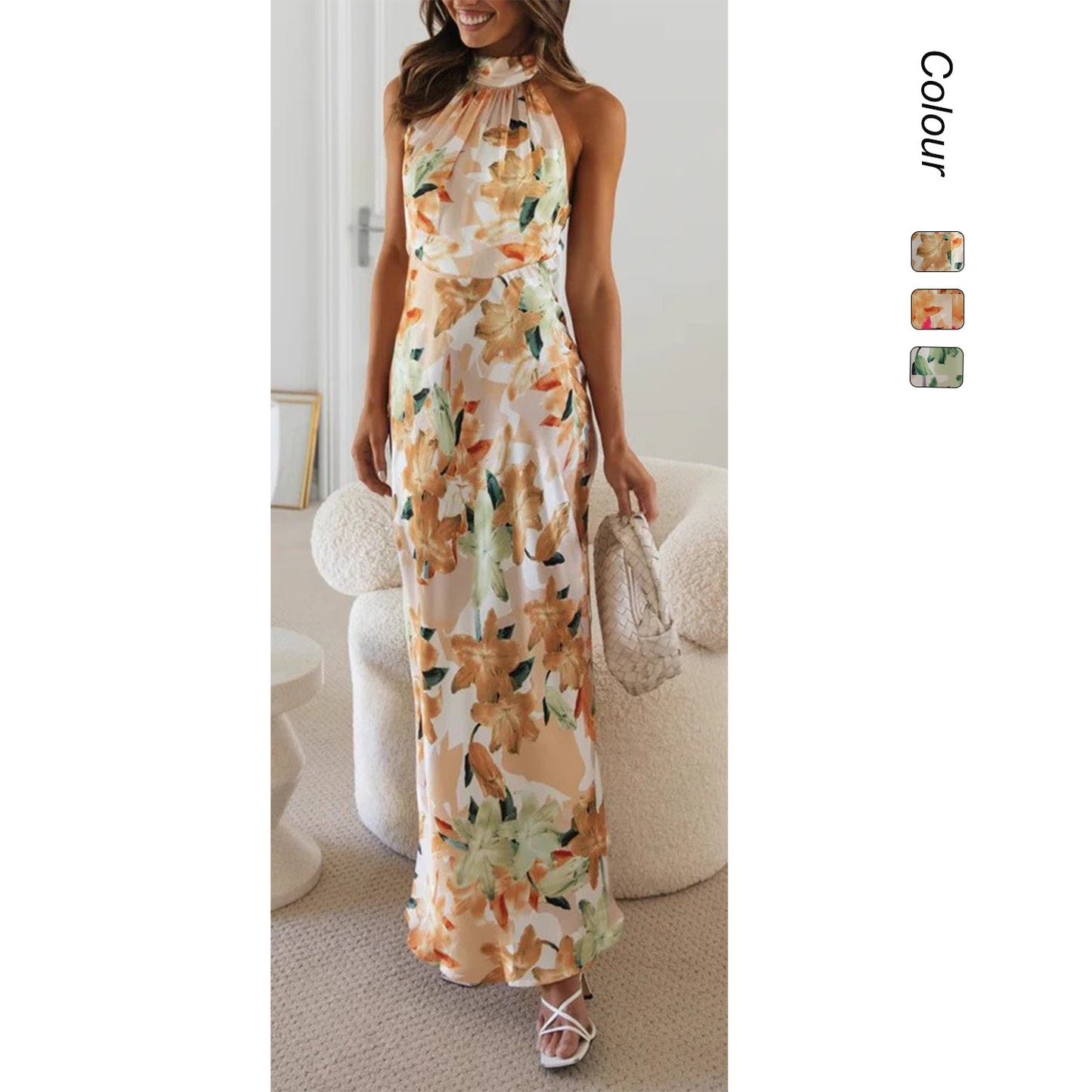 Sash-wrapped neckline dress