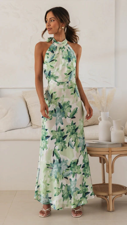 Sash-wrapped neckline dress