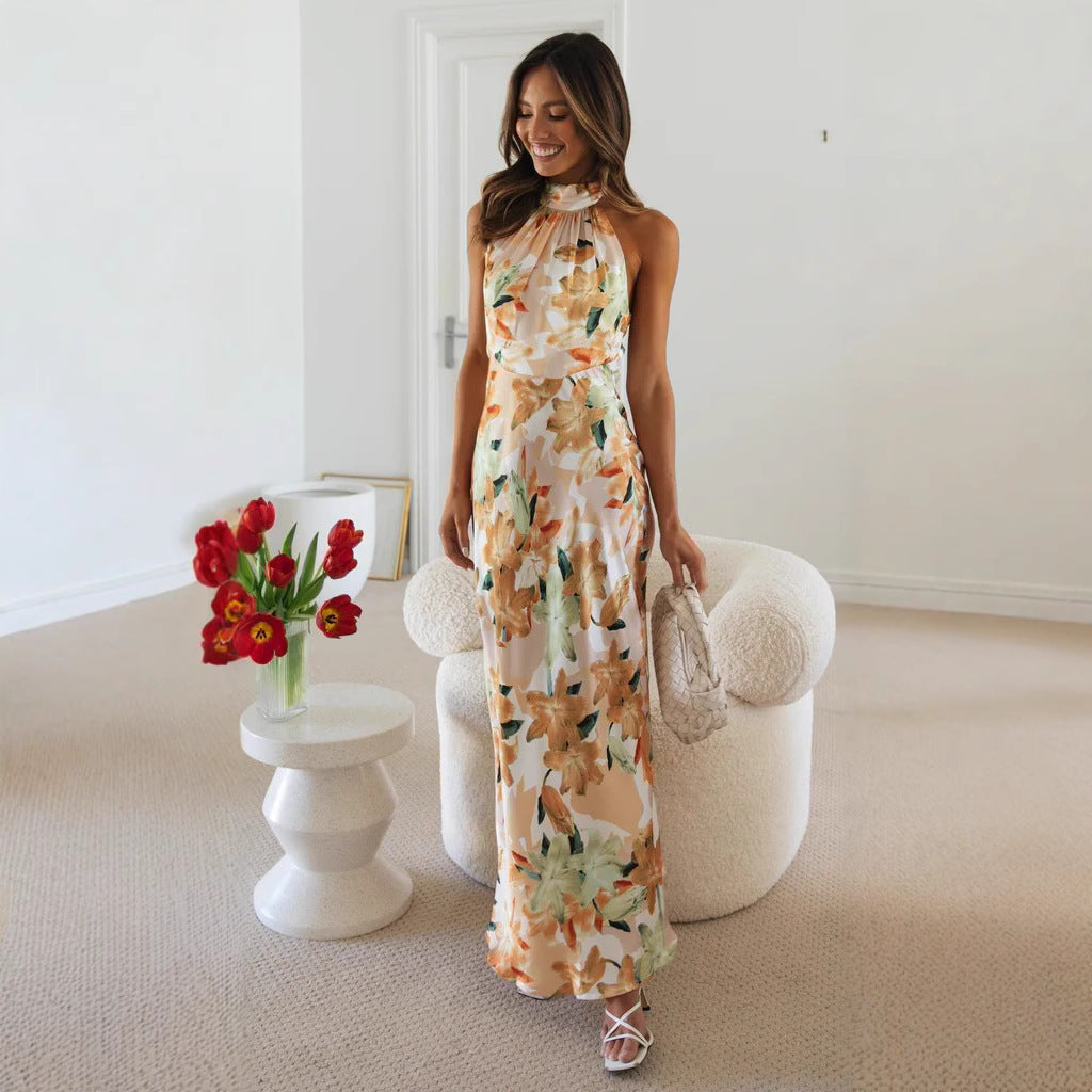 Sash-wrapped neckline dress