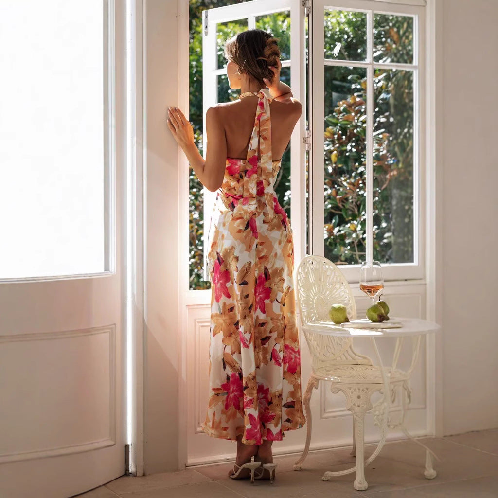 Sash-wrapped neckline dress