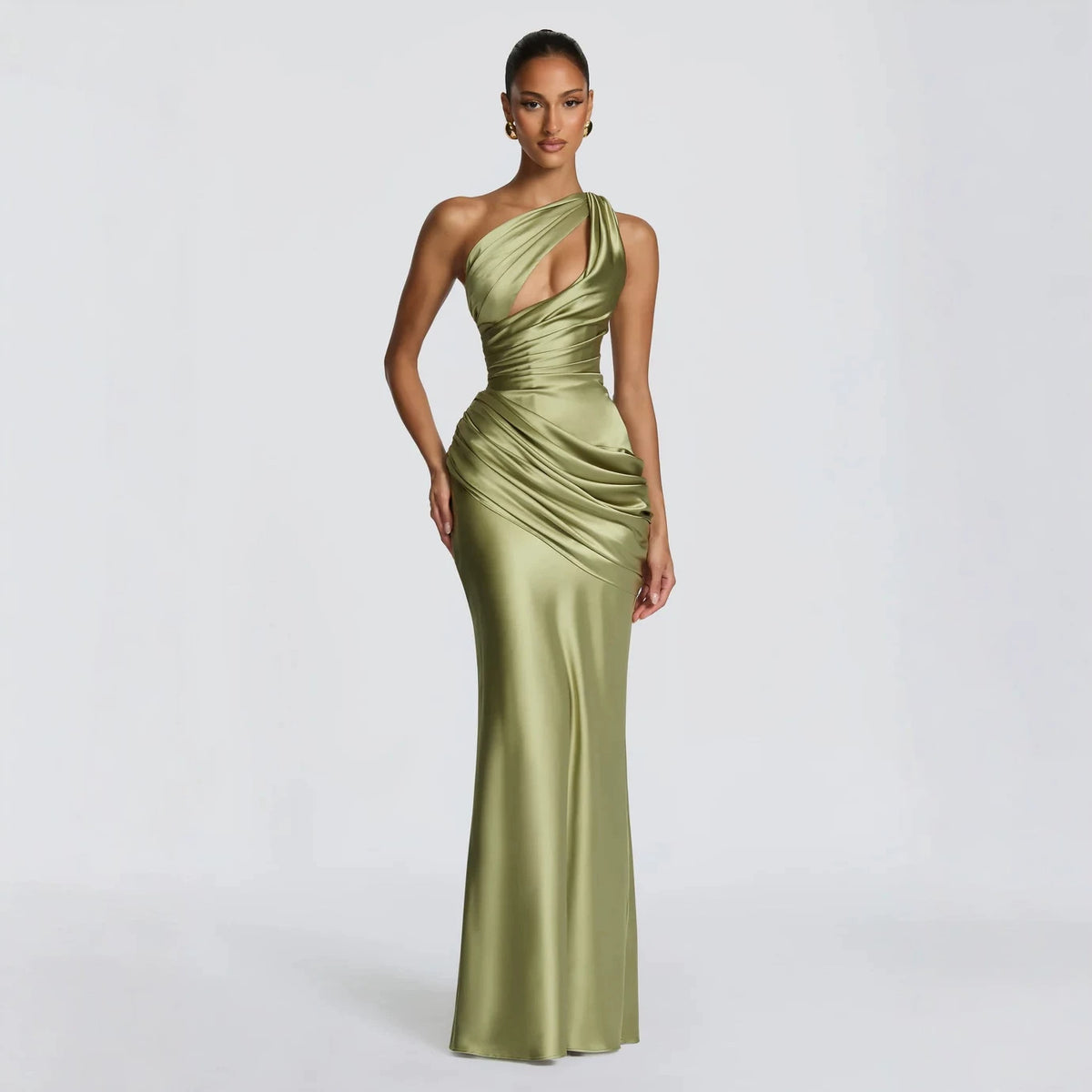 Satin Asymmetric Evening Gown