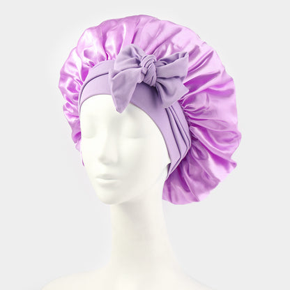 Satin Bow Sleep Cap with Elastic Band