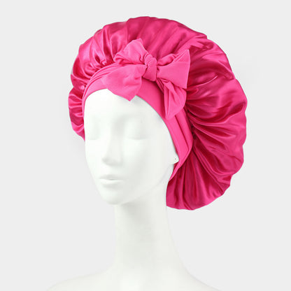 Satin Bow Sleep Cap with Elastic Band