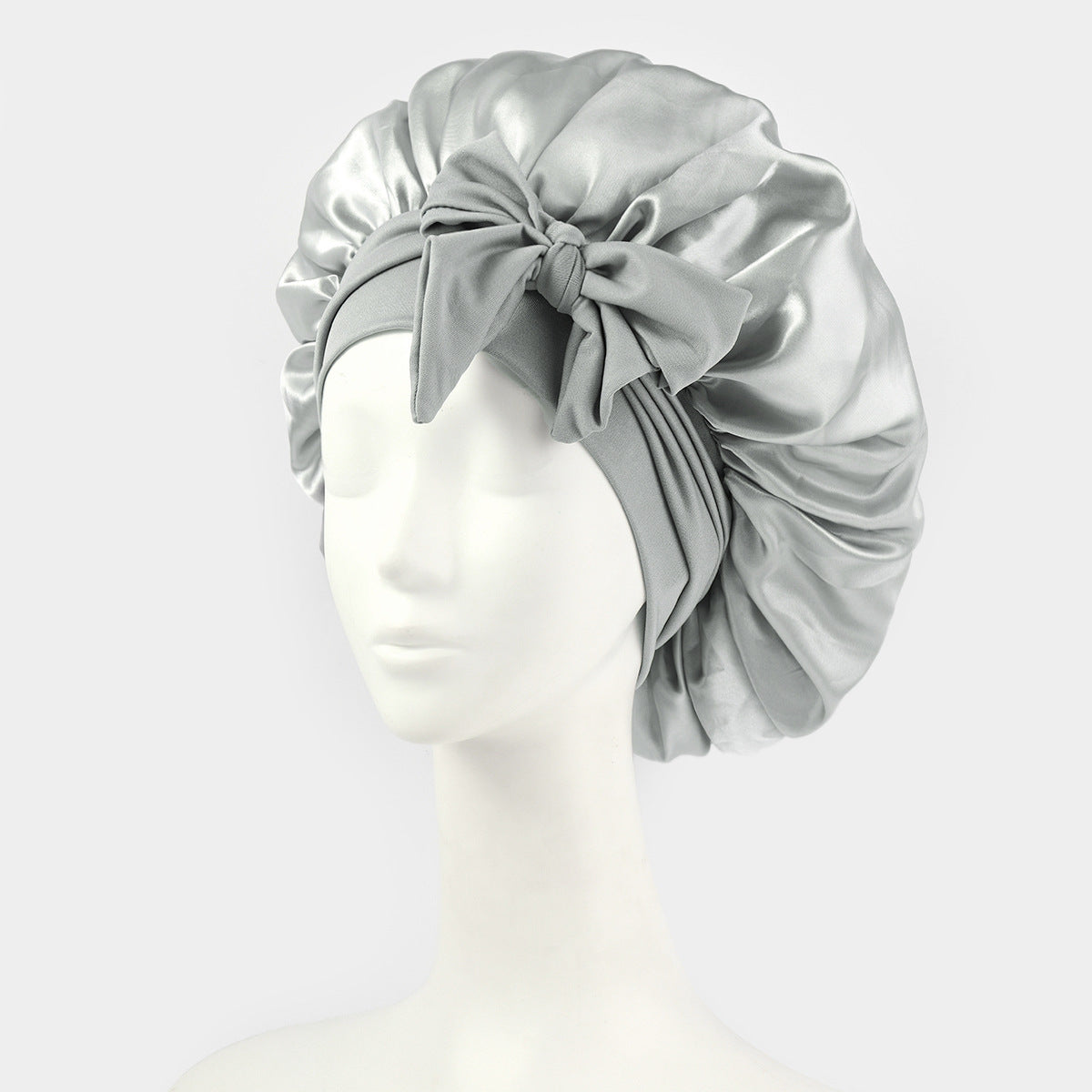 Satin Bow Sleep Cap with Elastic Band