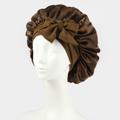 Satin Bow Sleep Cap with Elastic Band