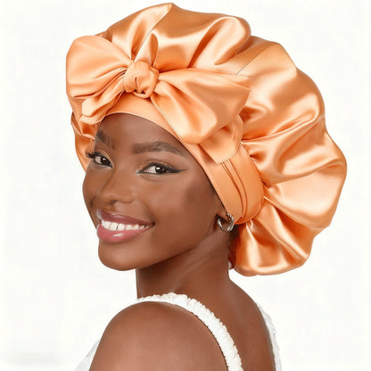 Satin Bow Sleep Cap with Elastic Band