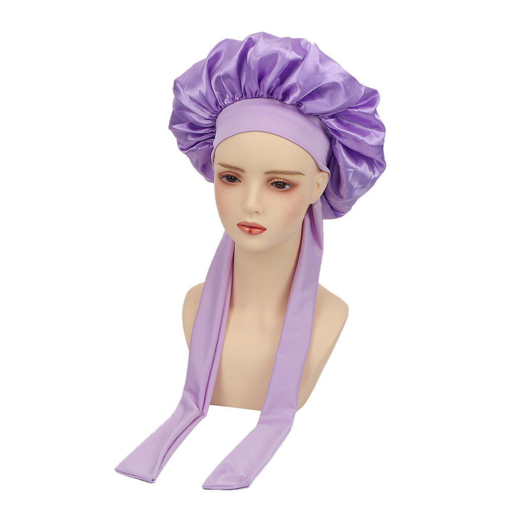 Satin Bow Sleep Cap with Elastic Band