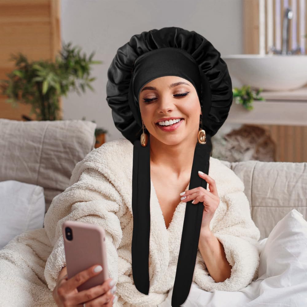 Satin Bowknot Sleep Cap