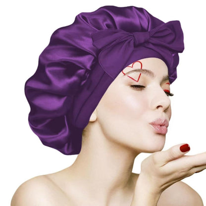 Satin Bowknot Sleep Cap