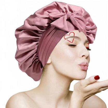 Satin Bowknot Sleep Cap