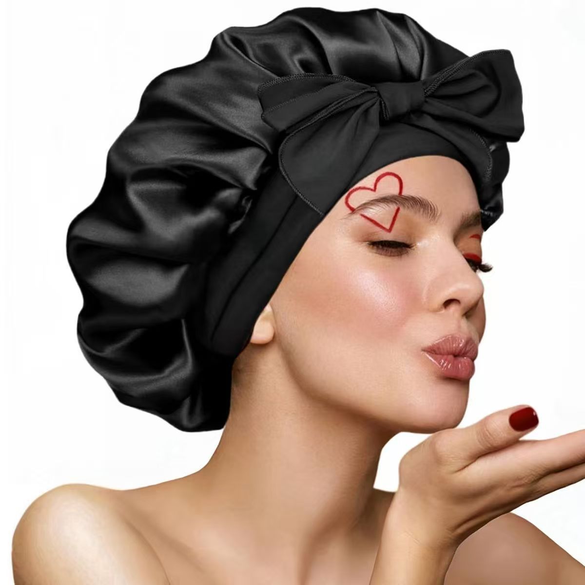 Satin Bowknot Sleep Cap