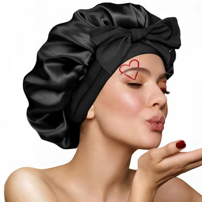 Satin Bowknot Sleep Cap
