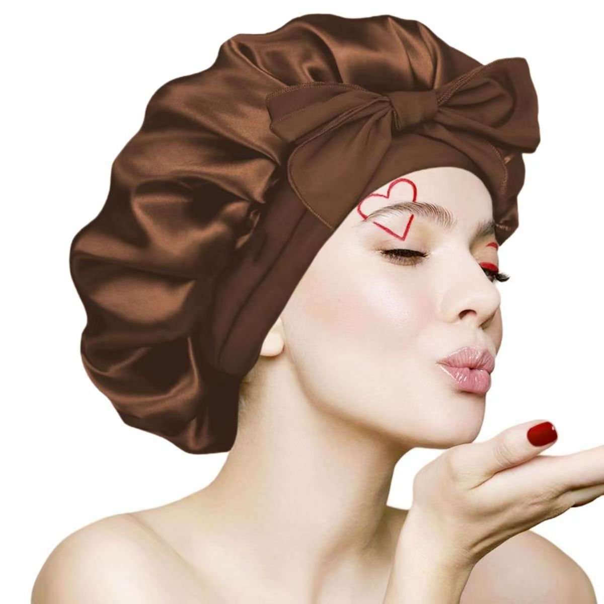 Satin Bowknot Sleep Cap
